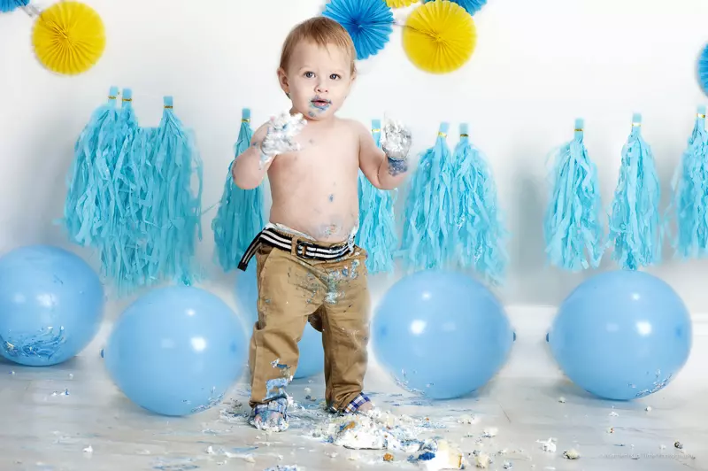 Cake Smash Birthday Photography 4 Children's Portraits Halifax - First Birthday Studio Session